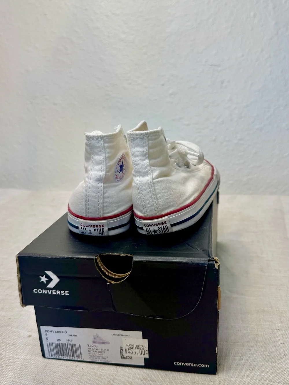Converse Kids High Top Sneakers in White and Black lot of 2
